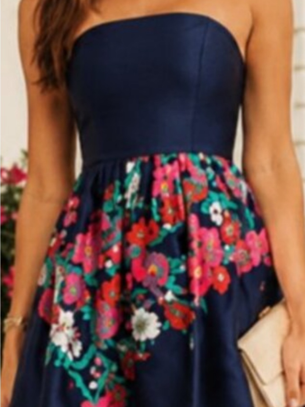 Lilly Pulitzer Navy Strapless Floral Cocktail Dress